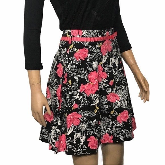 Envision Avenue Skirts Floral High Waist Pleated multi color Bow Ribbon size 16 - Picture 4 of 11